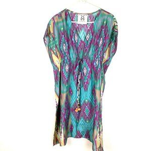SILK FIGUE BOHO KAFTAN IKAT DIAMOND BEACH CITY DRESS